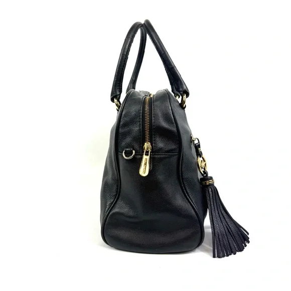 Michael Kors Knox Black Pebbled Leather bag w tassel, gold & leather chain/strap - Picture 5 of 17